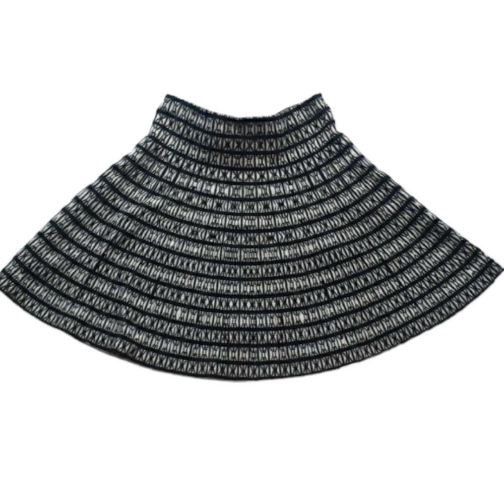 Cynthia Rowley Womens Skirt Black White Geometric Knit Circle Medium